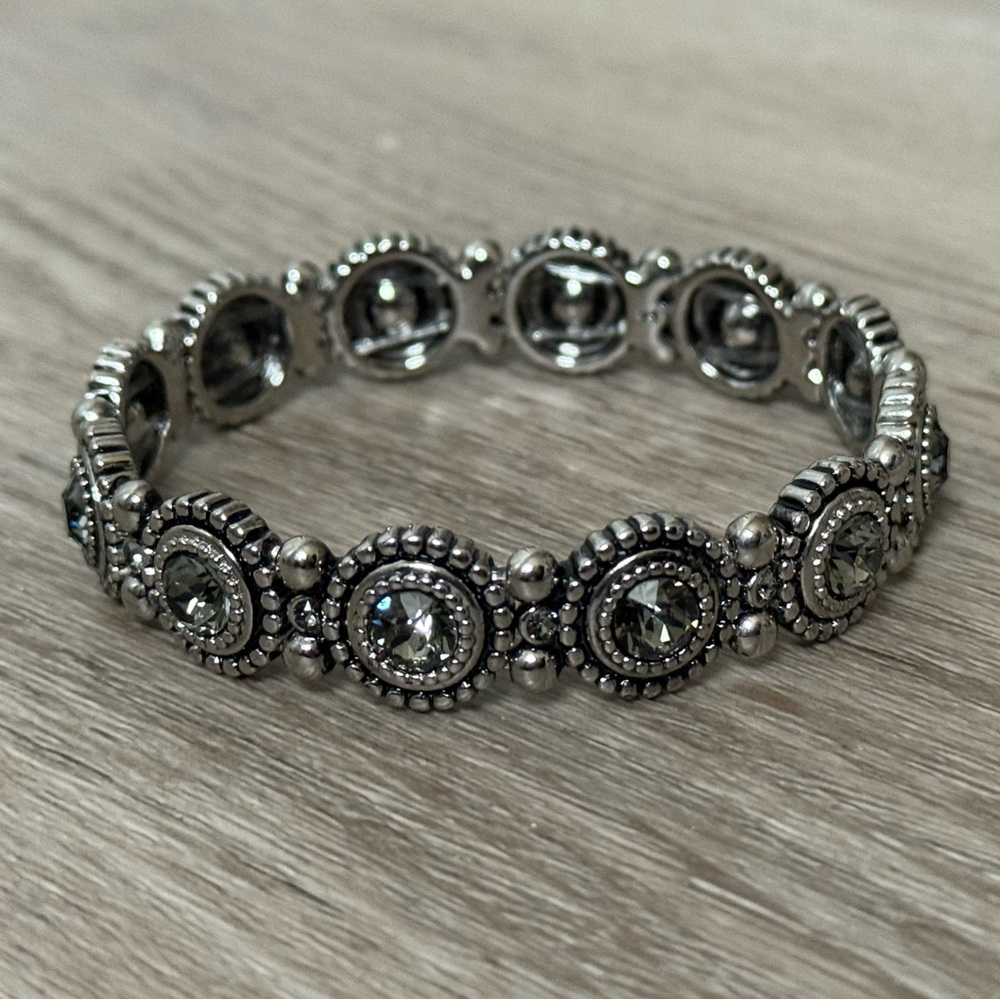 Silver-Tone Crystal Stretch Bracelet - Women Jewelry